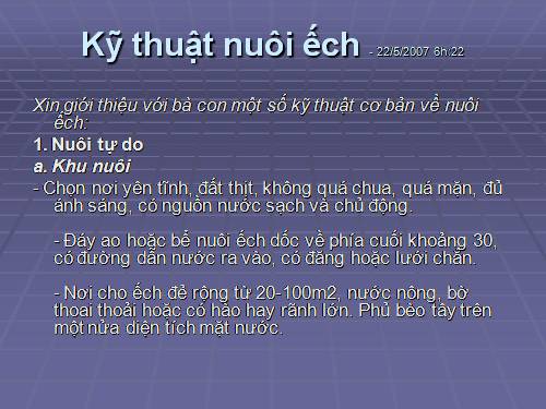Kỹ thuật nuôi Ếch