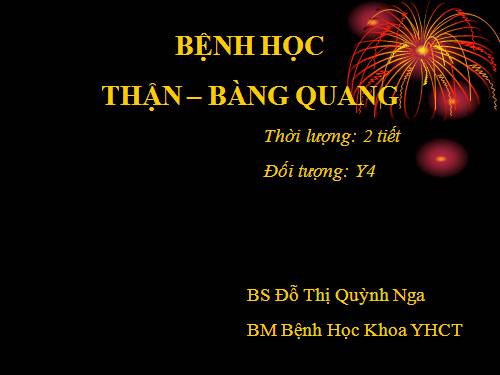 Bệnh lí thận, bàng quang