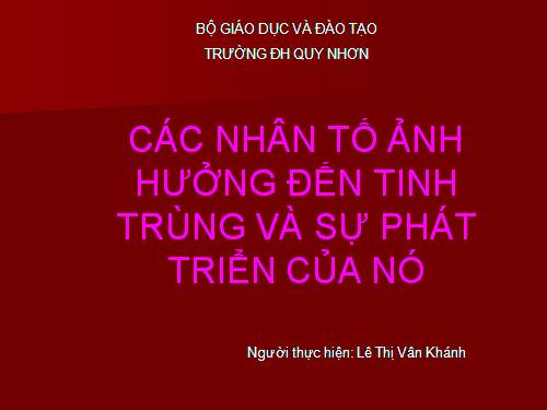 SỰ PHÁT TRIỂN CỦA TINH TRÙNG