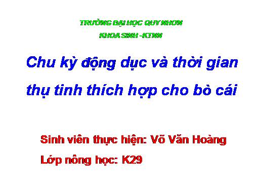 CHU KỲ ĐỘNG DỤC Ở GIA SÚC