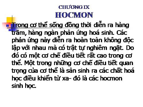 HÓA SINH CHƯƠNG 9: HORMON