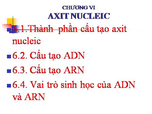 HÓA SINH CHƯƠNG 6: ACID NUCLEIC