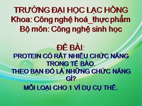 chức năng proteein trong tế bào