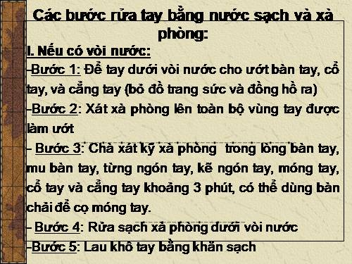 Các bước rửa tay bằng xà phòng