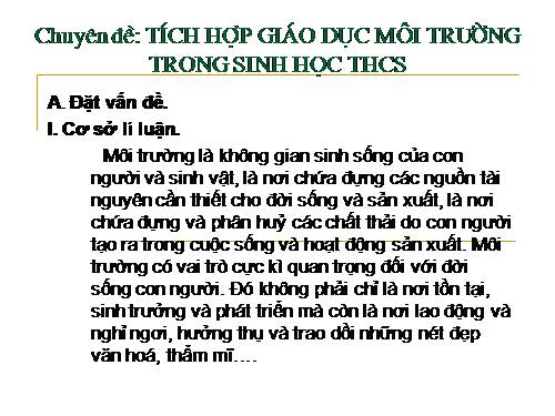 Chuyên đề: tích hợp giáo dục môi trường trong môn Sinh Học