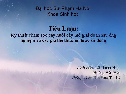 Bài 1: Giá thể sau nuôi cấy mô