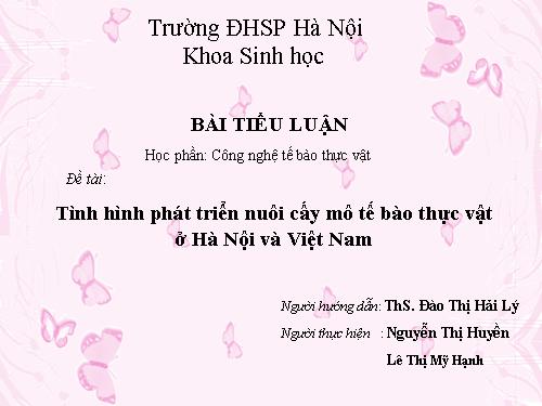 tình hình phát triển nuôi cấy mô TBTV ở VN