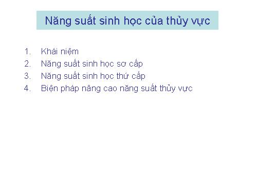 Năng suất sinh học của thủy vực