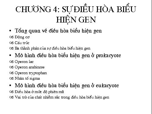 điều hòa hoạt động biểu hiện gen ở prokaryote