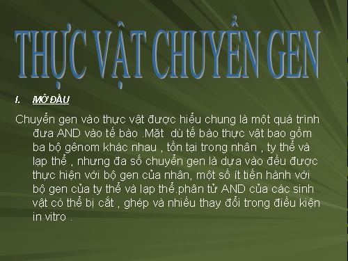 THỰC VẬT CHUYỂN GEN