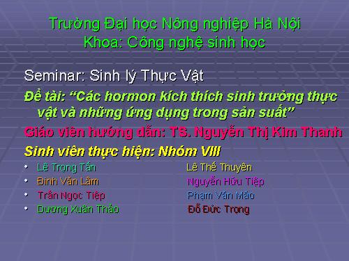 Chất kích thích sinh trưởng và ứng dụng