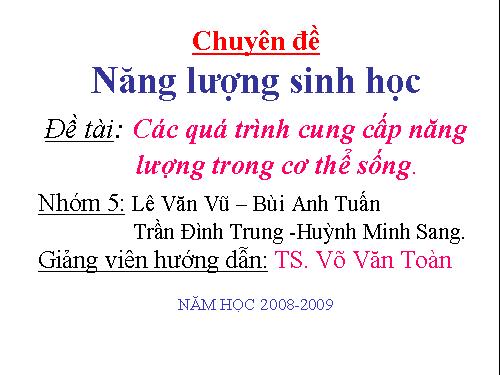 QUÁ TRÌNH CUNG CẤP NĂNG LƯỢNG