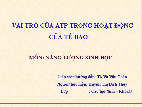 Vai trò của ATP trong trao đổi chất