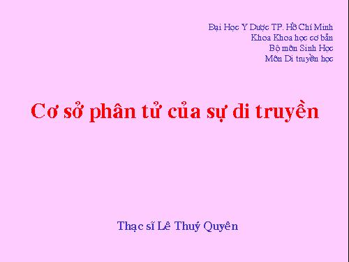 Cac qua trinh Sinh hoc o muc phan tu