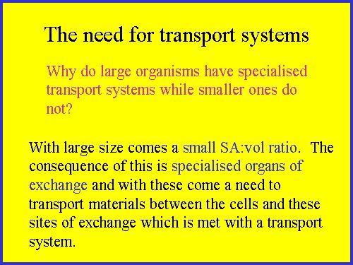 The need for transport systems