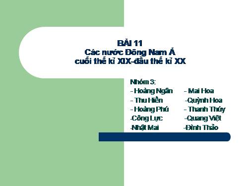 Bài 11. Các nước Đông Nam Á cuối thế kỉ XIX - đầu thê kỉ XX