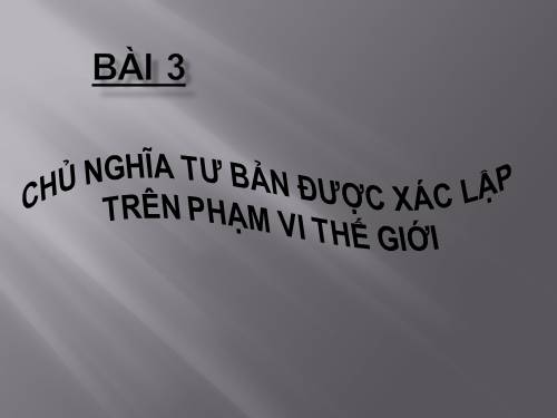 Bài 3. Chủ nghĩa tư bản được xác lập trên phạm vi thế giới