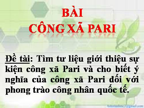 Bài 5. Công xã Pa-ri 1871