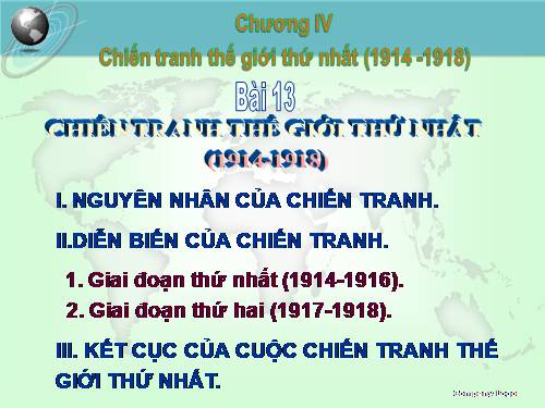 Bài 13. Chiến tranh thế giới thứ nhất (1914 - 1918)