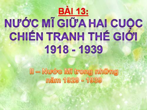 Bài 18. Nước Mĩ giữa hai cuộc chiến tranh thế giới (1918 - 1939)