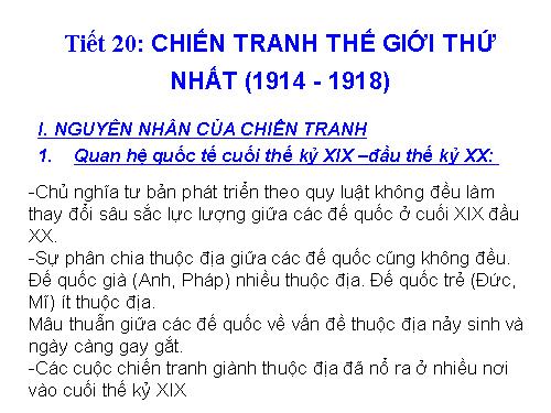 Bài 13. Chiến tranh thế giới thứ nhất (1914 - 1918)