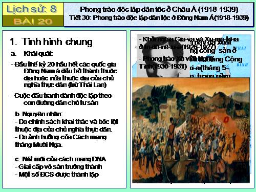 Bài 20. Phong trào độc lập dân tộc ở châu Á (1918 - 1939)