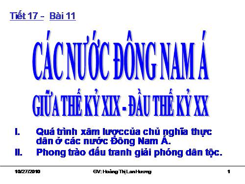 Bài 11. Các nước Đông Nam Á cuối thế kỉ XIX - đầu thê kỉ XX