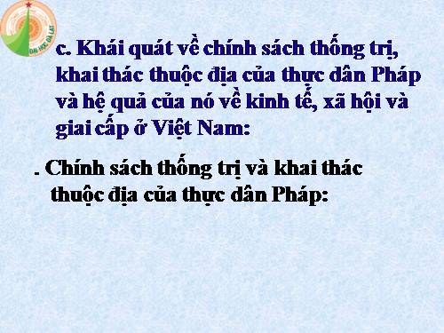 Bài 29. Chính sách khai thác thuộc địa của thực dân Pháp và những chuyển biến về kinh tế, xã hội ở Việt Nam