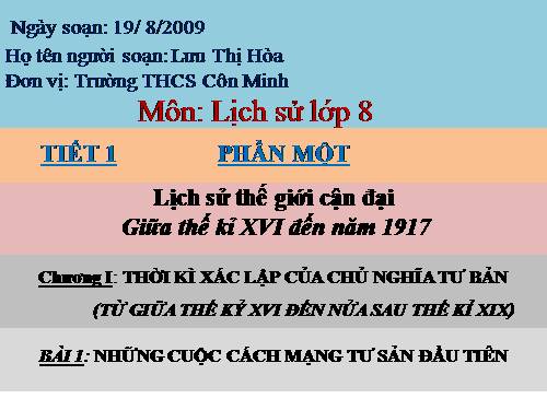 Bài 1. Những cuộc cách mạng tư sản đầu tiên