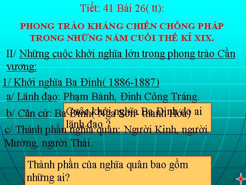 Bài 26. Phong trào kháng chiến chống Pháp trong những năm cuối thế kỉ XIX