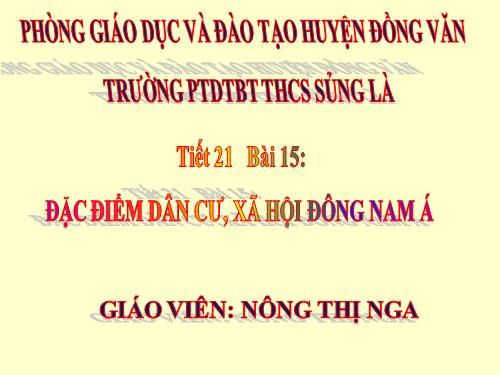 Bài 15. Đặc điểm dân cư, xã hội Đông Nam Á