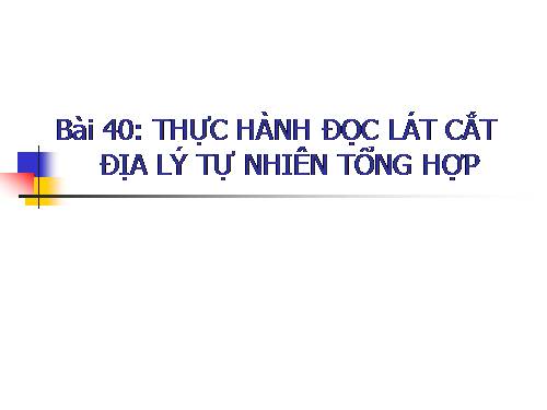 Bài 40. Thực hành: Đọc lát cắt địa lí tự nhiên tổng hợp