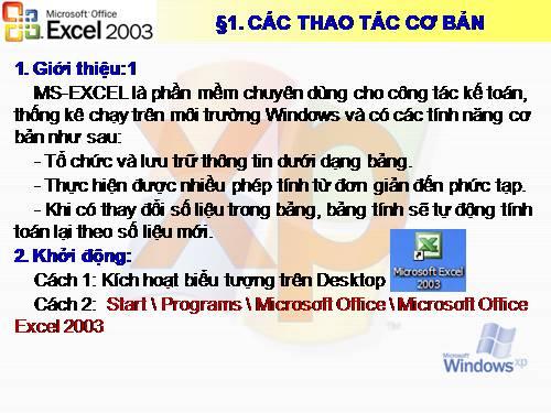 giao trinh microsoft excel co ban