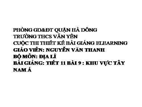 Bài 9. Khu vực Tây Nam Á