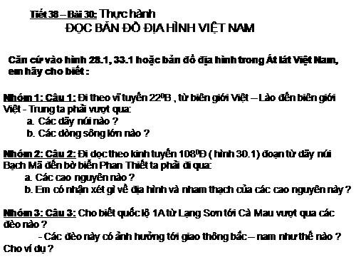 Bài 30. Thực hành: Đọc bản đồ địa hình Việt Nam