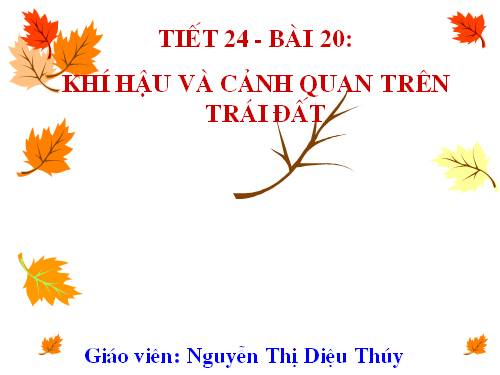 Bài 20. Khí hậu và cảnh quan trên Trái Đất