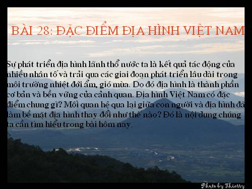 Bài 28. Đặc điểm địa hình Việt Nam