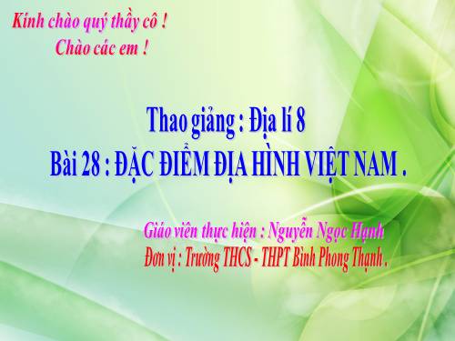 Bài 28. Đặc điểm địa hình Việt Nam