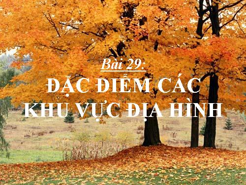 Bài 29. Đặc điểm các khu vực địa hình