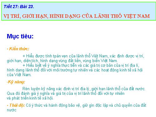 Bài 23. Vị trí, giới hạn, hình dạng lãnh thổ Việt Nam