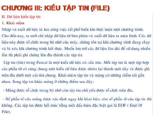 Tin học 11. Bài 14. Kiểu dữ liệu tệp