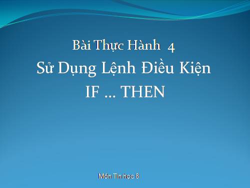 Bài thực hành 4. Sử dụng câu lệnh điều kiện If….Then