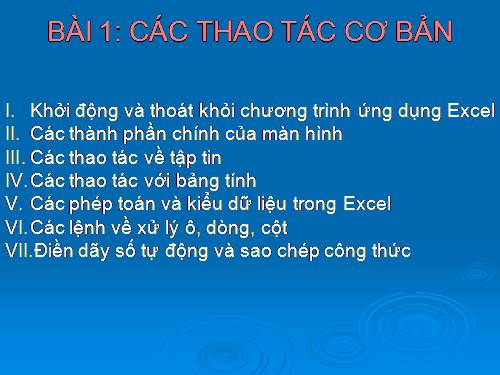 Các thao tác cơ bản Trong Excel