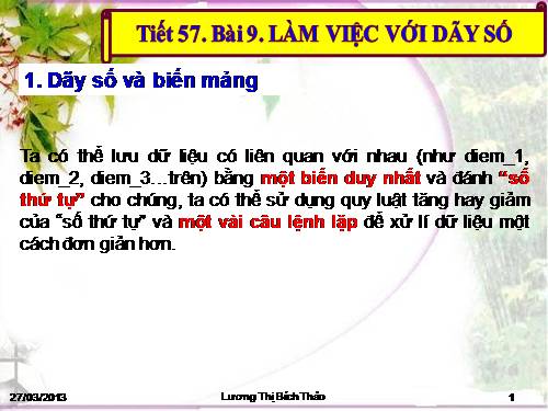 Bài 9. Làm việc với dãy số