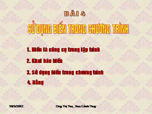 Bài 4. Sử dụng biến trong chương trình