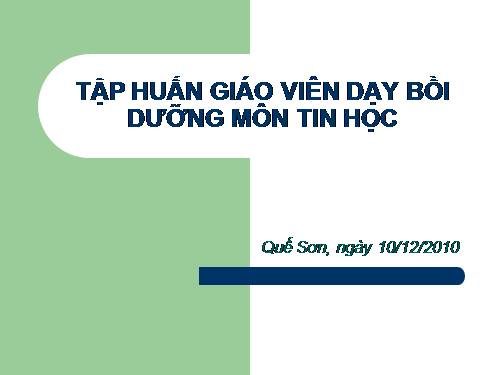 Tài liệu tập huấn tin học