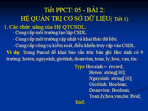 Bài 2 - Lớp 12 - Hệ Quản trị CSDL