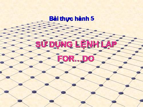 Bài thực hành 5. Sử dụng lệnh lặp For….Do