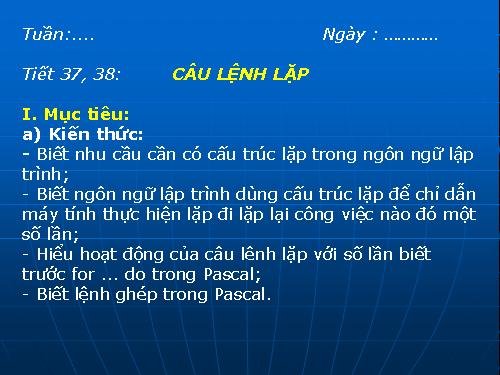 Bài 7. Câu lệnh lặp