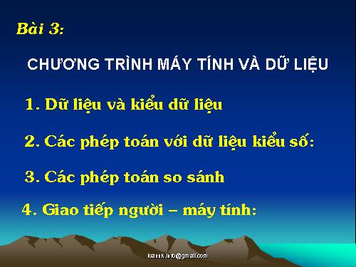 Bài 3. Chương trình máy tính và dữ liệu